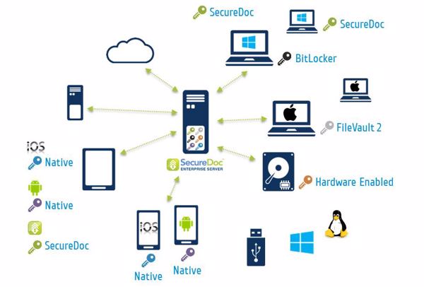 Ein »SecureDoc«-Server ermöglicht Verschlüsselung für alle angeschlossenen Geräte (Bild: Winmagic)