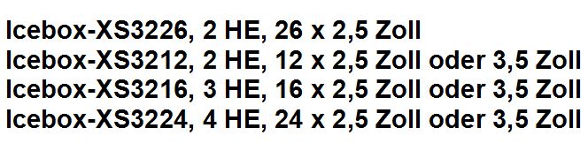 Die Eckdaten der neuen »Icebox-XS«-SAN-Familienmitglieder (Bild: N-Tec)