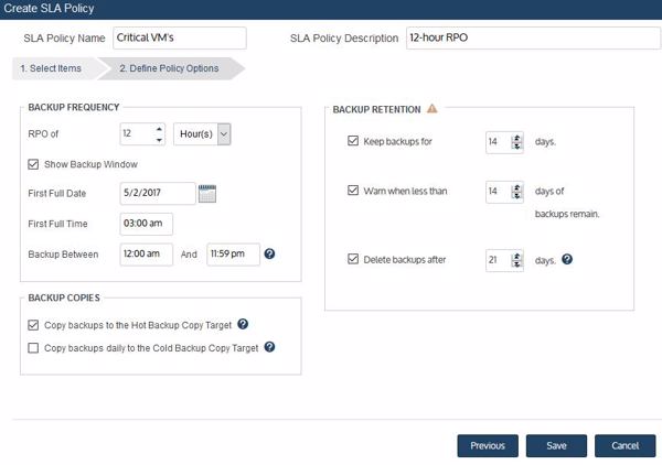 So setzen man SLA-Regeln in der neuen Backup-Version 10 von Unitrends auf (Bild: Unitrends)