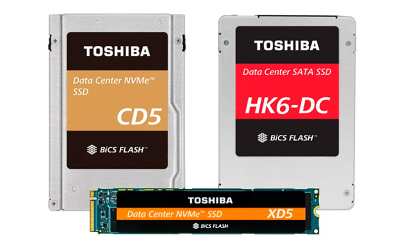 Toshiba kündigt mit der CD5, XD5 und HK6-DC drei neue SSD-Serien für den Rechenzentrums-Einsatz an.