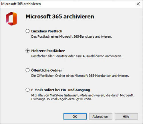 Die dedizierten Archivierungsprofile für Microsoft 365 in Mailstore 13 erleichtern dem Admin die Arbeit (Bild: Mailstore Software).