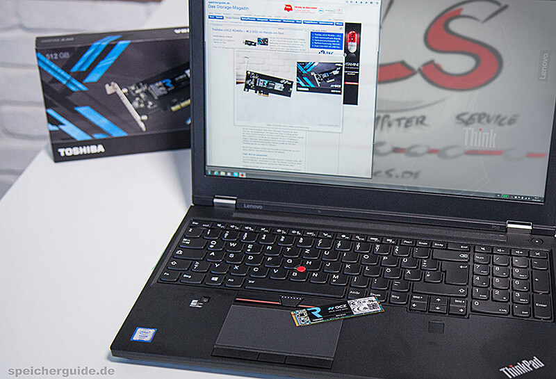 Die OCZ RD400 mit der mobilen Workstation P50 von Lenovo.