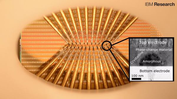 Das Phase-Change-Material unter dem Raster-Elektronen-Mikroskop (Bild: IBM Research)