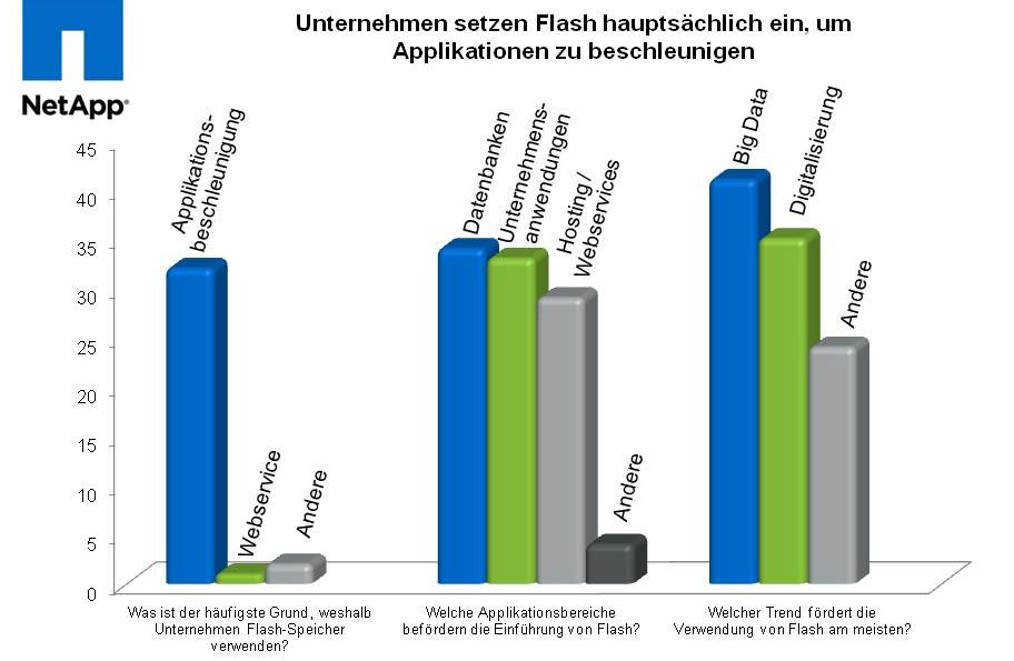 Dafür wird Flash hauptsächlich eingesetzt: Applikationsbeschleunigung ist der klare Favorit (Grafik/Quelle: Netapp)